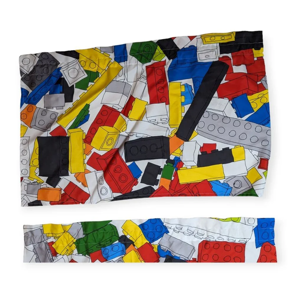 Lego Inspired Handmade Set of 2 Window Valance